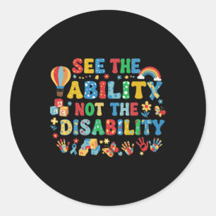 Zie het vermogen, niet de handicap Autisme bewustz Ronde Sticker