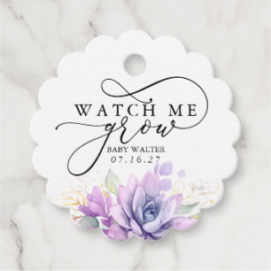 Zie hoe ik groei - Succulents Greenery Baby shower Bedankjes Labels
