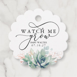 Zie hoe ik groei - Succulents Greenery Baby shower Bedankjes Labels