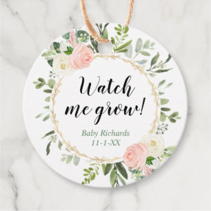 Zie hoe ik groene gouden roze eucalyptus baby kwee bedankjes labels