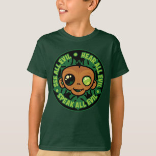 Zie, hoor en spreek alle kwaad van de aap t-shirt