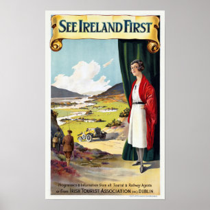 Zie Ierland First - Vintage Travel Poster