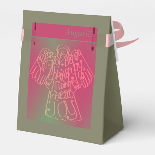 "Zie, ik breng u tijding" Grijs & RozeFavor Box Bedankdoosjes (Achterkant)