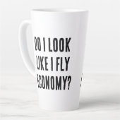 Zie ik eruit alsof ik vlieg Economie Grappige Reis Latte Mok (Linkerhoek)