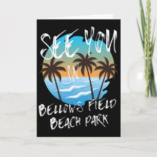 Zie je Bellows Field Beach Park Retro Vintage Oah Kaart