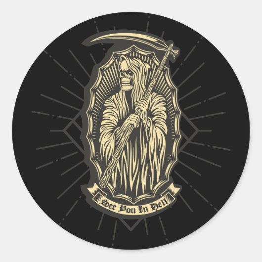 Zie je in de hel ronde sticker (Voorkant)