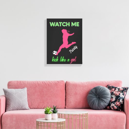 Zie me als een meisje uit Voetbal Canvas Afdruk (Insitu (Woonkamer))