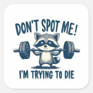 Zie me niet, ik doe leuk fitness wasbeer vierkante sticker