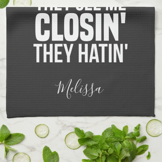 Zie me Sluiten van Realtor Estate Agent Gepersonal Theedoek (Gevouwen)