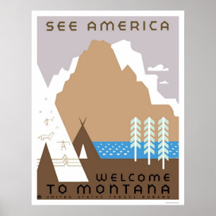 Zie Montana & America 1938 WPA Poster