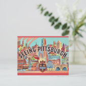 Zie Pittsburgh Geïllustreerde Ansichtkaart Briefkaart (Staand voorkant)