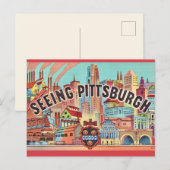 Zie Pittsburgh Geïllustreerde Ansichtkaart Briefkaart (Voorkant / Achterkant)