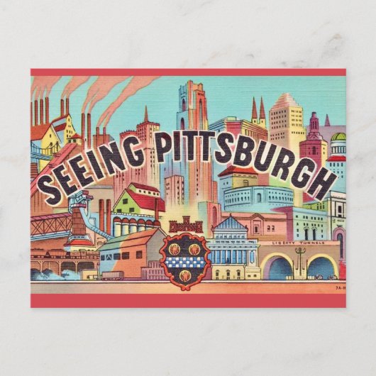 Zie Pittsburgh Geïllustreerde Ansichtkaart Briefkaart (Voorkant)