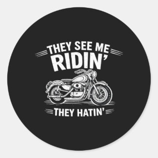 Zie Ridin Hatin Motorrijden Motorrijders Bende Ronde Sticker