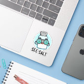 Zie Salt Funny Zee Salt Pun Sticker (Laptop met iPhone)