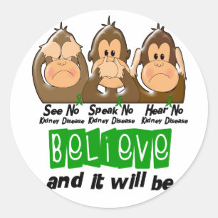 Zie Spreek Hoor Geen Nierziekte 3 Ronde Sticker