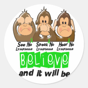 Zie Spreek Hoor geen Non-Hodgkins Lymfoom 3 Ronde Sticker