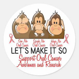 Zie Spreek hoort geen orale kanker 2 Ronde Sticker