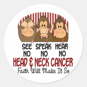 Zie Spreek horen Geen hoofd- en nekkanker 1 Ronde Sticker