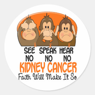 Zie Spreek horen Geen nierkanker 1 Ronde Sticker