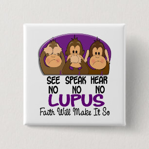 Zie Spreken horen Nr. Lupus 1 Vierkante Button 5,1 Cm