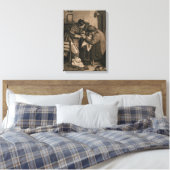Ziek kind ondersteund door haar vader en moeder canvas afdruk (Insitu (Slaapkamer))