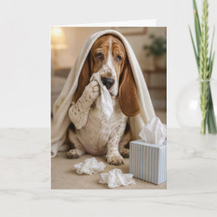 Zieke Basset Hound met zakdoeken Kaart