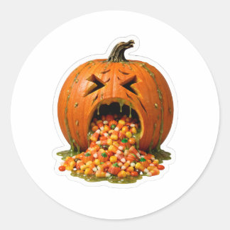 Zieke Braak Pompoen Eet Candy Corn Vinyl Ronde Sticker