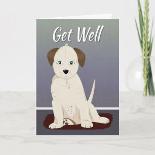 Zieke crème gekleurde puppy voor Get Well Kaart