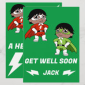 Zieke jongen super held krijgen goed (Voorkant / Achterkant)