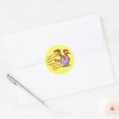 zieke kip ronde sticker (Envelop)