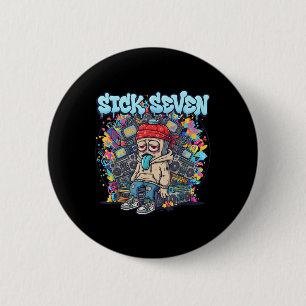 Zieke Zeven 67 Graffiti Meme Zes Zeven Pretstraat Ronde Button 5,7 Cm