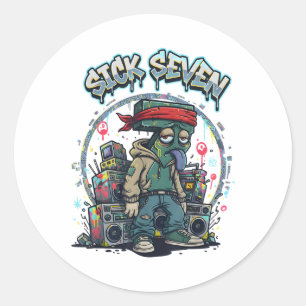 Zieke Zeven 67 Graffiti Meme Zes Zeven Pretstraat Ronde Sticker
