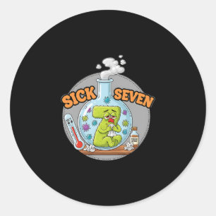 Zieke Zeven Grappige Meme 67 Zes Zeven Woordspelin Ronde Sticker