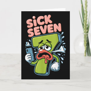Zieke Zeven Meme T-shirt Zes Zeven Grappige Woords Kaart