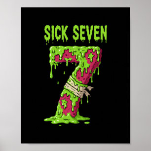 Zieke Zeven Meme T-shirt Zes Zeven Grappige Woords Poster