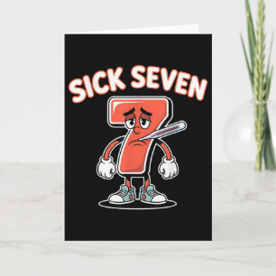 Zieke Zeven Meme T-shirt Zes Zeven Leuke Woordspel Kaart