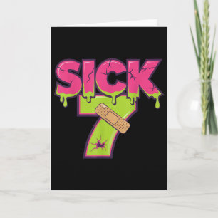 Zieke Zeven Meme T-shirt Zes Zeven Leuke Woordspel Kaart
