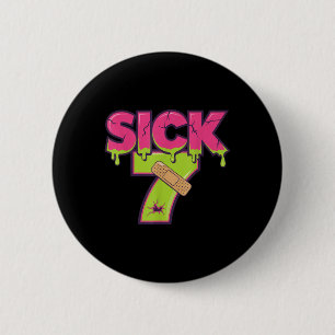 Zieke Zeven Meme T-shirt Zes Zeven Leuke Woordspel Ronde Button 5,7 Cm