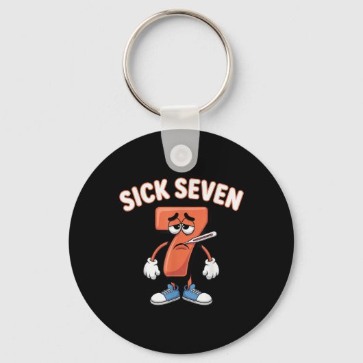 Zieke Zeven Meme T-shirt Zes Zeven Leuke Woordspel Sleutelhanger (Voorkant)