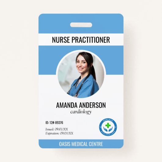 Ziekenhuis Medische ID Medewerker Blauwe Barcode Q Badge (Voorkant)