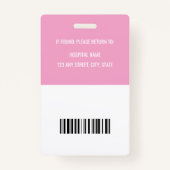 Ziekenhuis Medische ID Medewerker Roze Barcode QR  Badge (Achterkant)