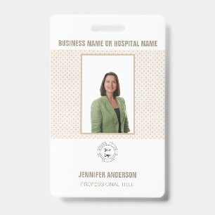 Ziekenhuis of Bedrijf Foto ID met Barcode Tan Badge