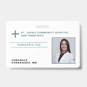 Ziekenhuisblauw Gray Medical Doctor Logo Foto ID Badge