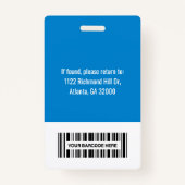 Ziekenhuismedewerker Foto ID Naam Streepjescode Lo Badge (Achterkant)