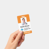 Ziekenhuiswerknemer Fotonaam Logo Oranje en zwart Badge (Handheld)