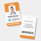 Ziekenhuiswerknemer Fotonaam Logo Oranje en zwart Badge (Voor- en achterkant)