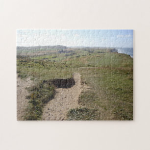 Ziekenlandschap met zand- en grasvoetfoto legpuzzel