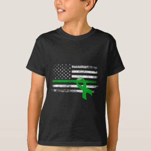 Ziekte Bewustzijn US Flag Support Squad Green Ribb T-shirt