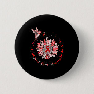 Ziekte Bewustzijn Zonnebloem Kolibrie Ribbon Ronde Button 5,7 Cm